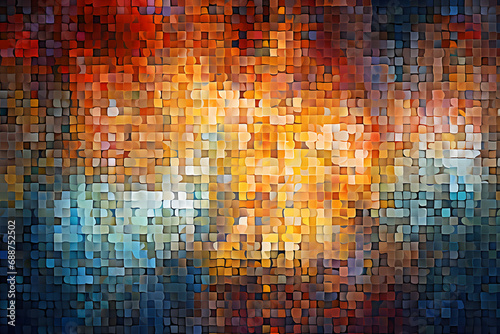 Warm mosaic pattern transitioning from blue to red