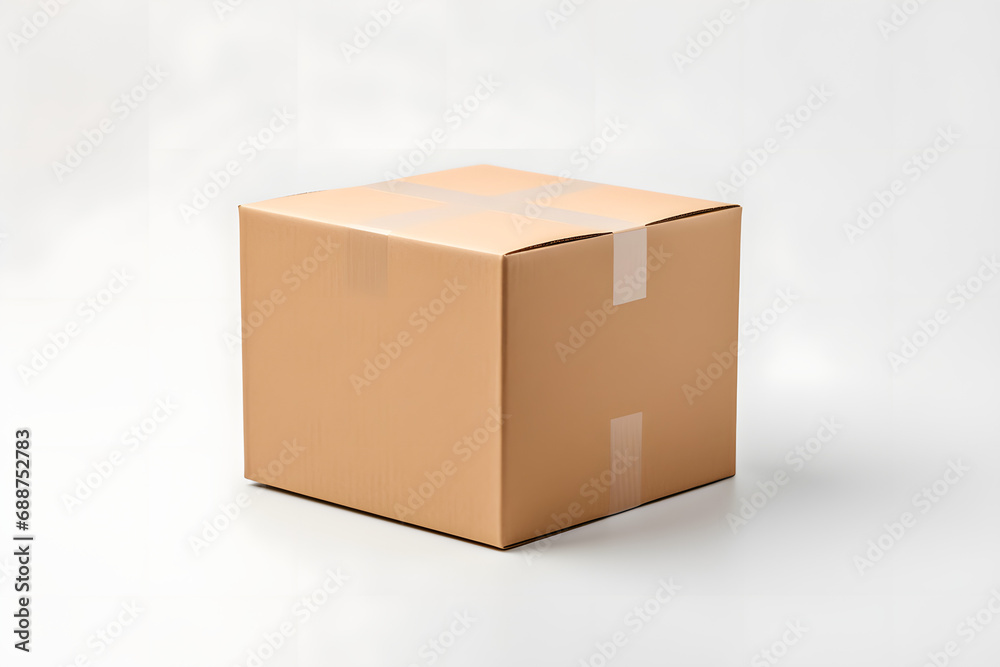 Cardboard box on a white surface with shadow Cardboard box on a white surface with shadow