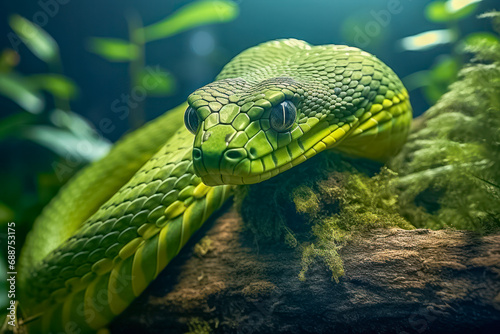 Giftschlange, Grüne Mamba, Generative AI photo