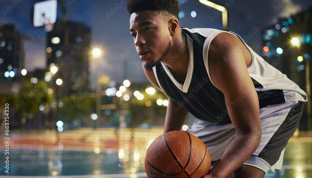 Male basketball player on the basketball court