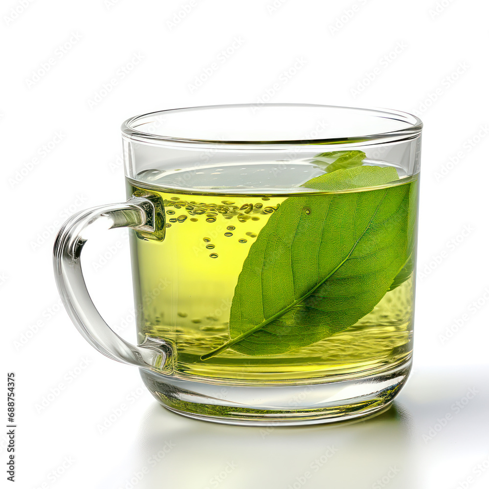 Eine Tasse frischer Grüner Tee, Kräutertee, Generative AI Eine Tasse frischer Grüner Tee, Kräutertee, Generative AI
