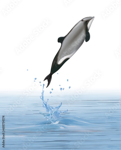 un dauphin  dauphin de Nouvelle-Z  lande  qui saute d une eau limpide avec des splashes