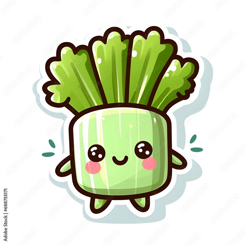 custom made wallpaper toronto digitalCute Kawaii Celery cartoon icon illustration. Food vegitable flat icon concept isolated on white background.
