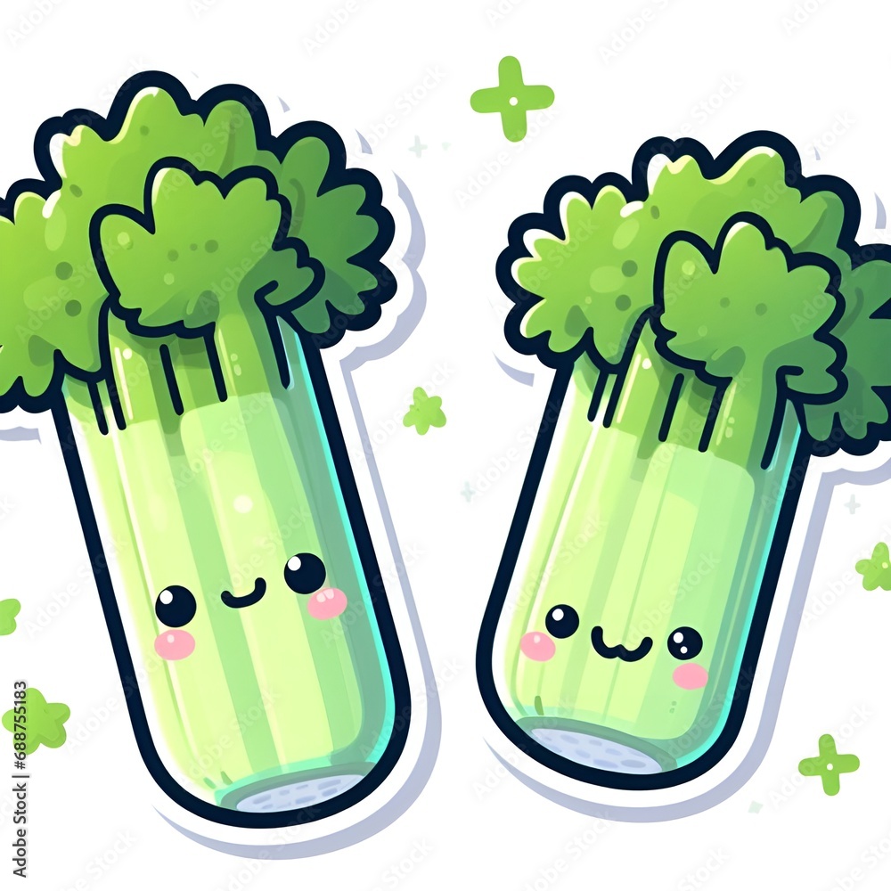 custom made wallpaper toronto digitalCute Kawaii Celery cartoon icon illustration. Food vegitable flat icon concept isolated on white background.