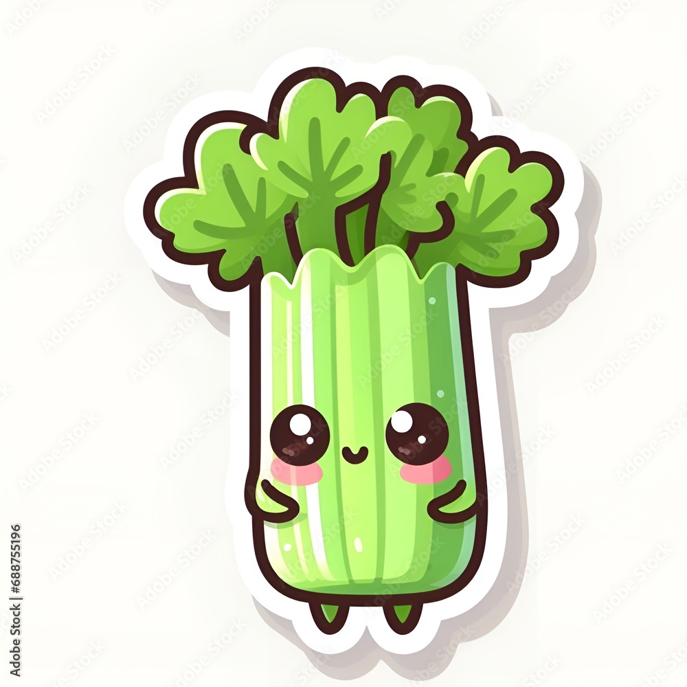 custom made wallpaper toronto digitalCute Kawaii Celery cartoon icon illustration. Food vegitable flat icon concept isolated on white background.