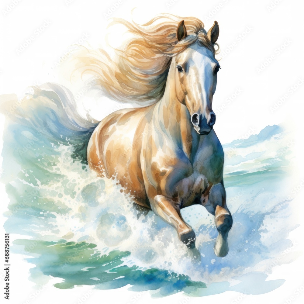 Fototapeta premium watercolor sea Horse isolated on white