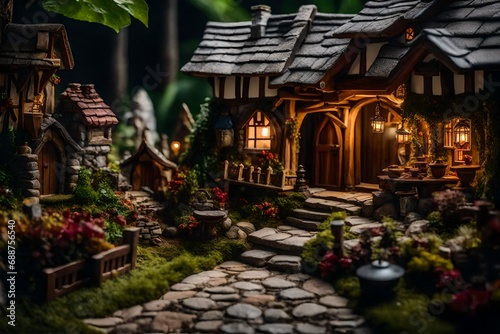 Fantasy land and the entryway to dwarf cottages are decorated in miniature.