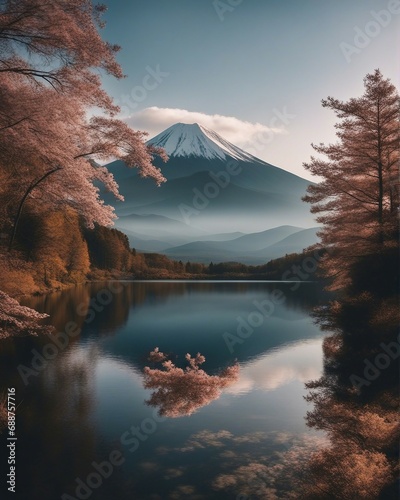 fuji mountain view from lake