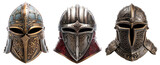 Helmet of a knight, set with different versions, isolated or white background