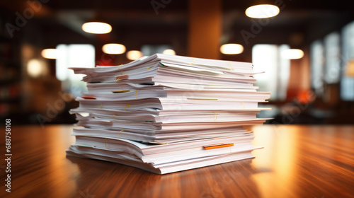 Stack of business documents on a wooden desk © VLA Studio