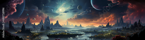  Image of outer space  illustration  planets  and stars. 