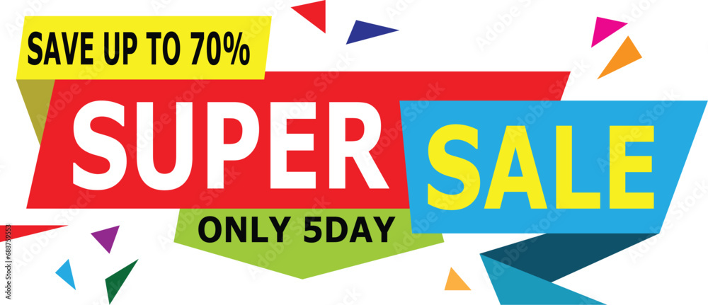 Supper Sale, Save Up to 70%, Only 5day banner template. Vector illustration stock illustration - obrazy, fototapety, plakaty 