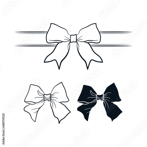 Ribbon tie bow hand drawn line drawing vector illustration