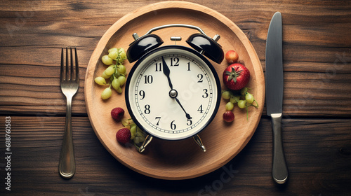 Intermittent fasting. Healthy breakfast, diet food concept.Fat loss concept. photo