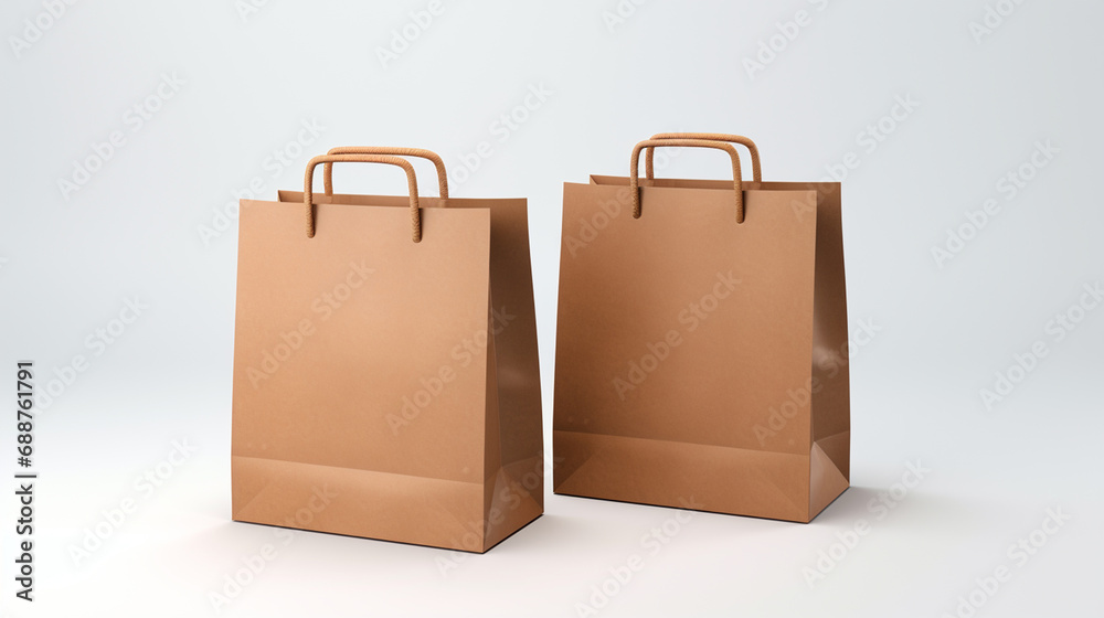 Two paper packages on a white background Two paper packages on a white background