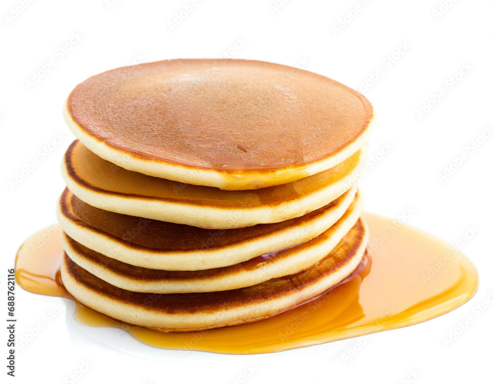 Pancake with sirup isolated on white background, cutout Pancake with sirup isolated on white background, cutout
