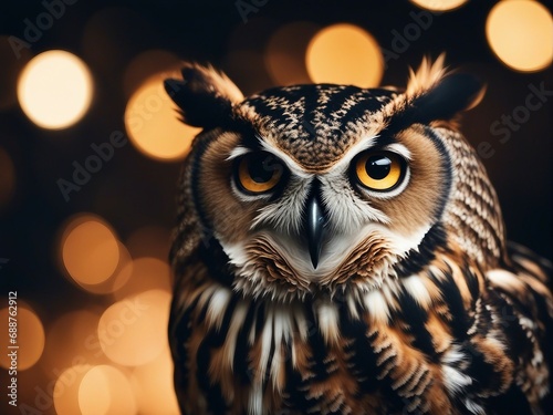 portrait of owl at nature, copy space   © abu