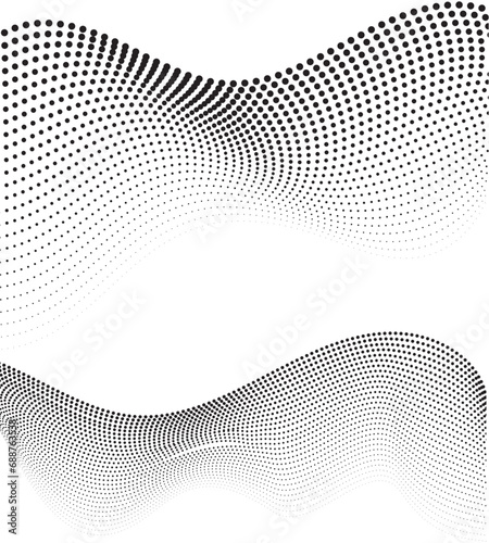 Wavy Abstract halfton pattern dot background texture overlay grunge distress linear vector. Vector dots halftone .Technology Background