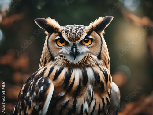 portrait of owl at nature, copy space   © abu