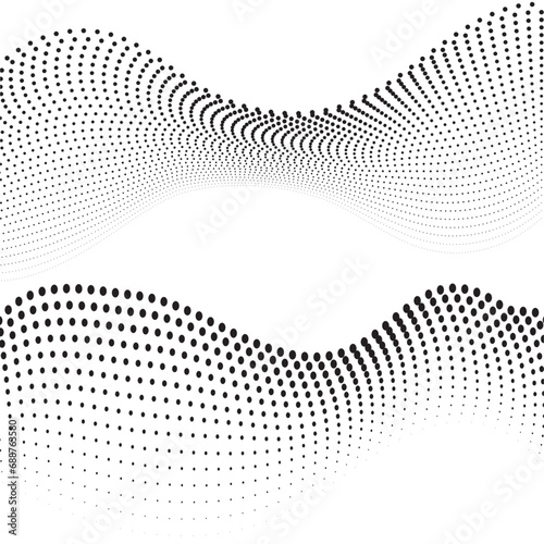 Wavy Abstract halfton pattern dot background texture overlay grunge distress linear vector. Vector dots halftone .Technology Background