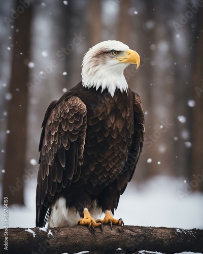 Portrait of the the bald eagle at winter   