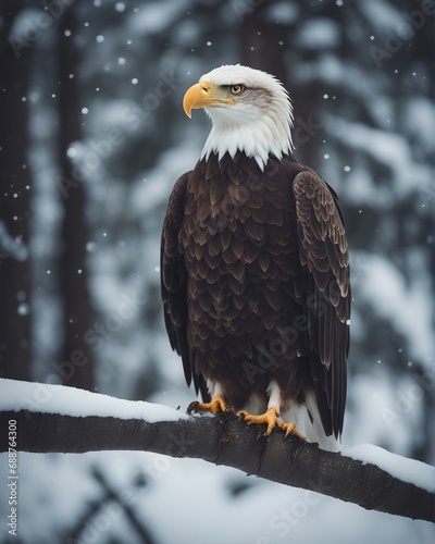 Portrait of the the bald eagle at winter