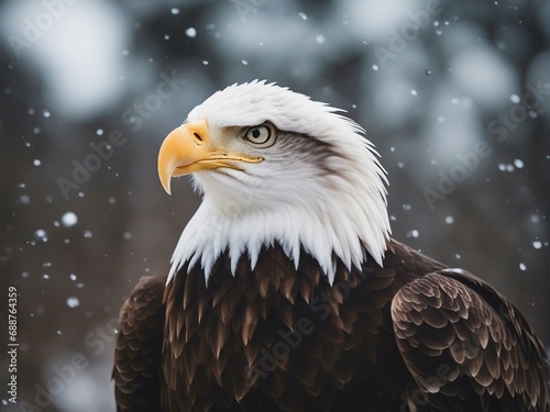 Portrait of the the bald eagle at winter