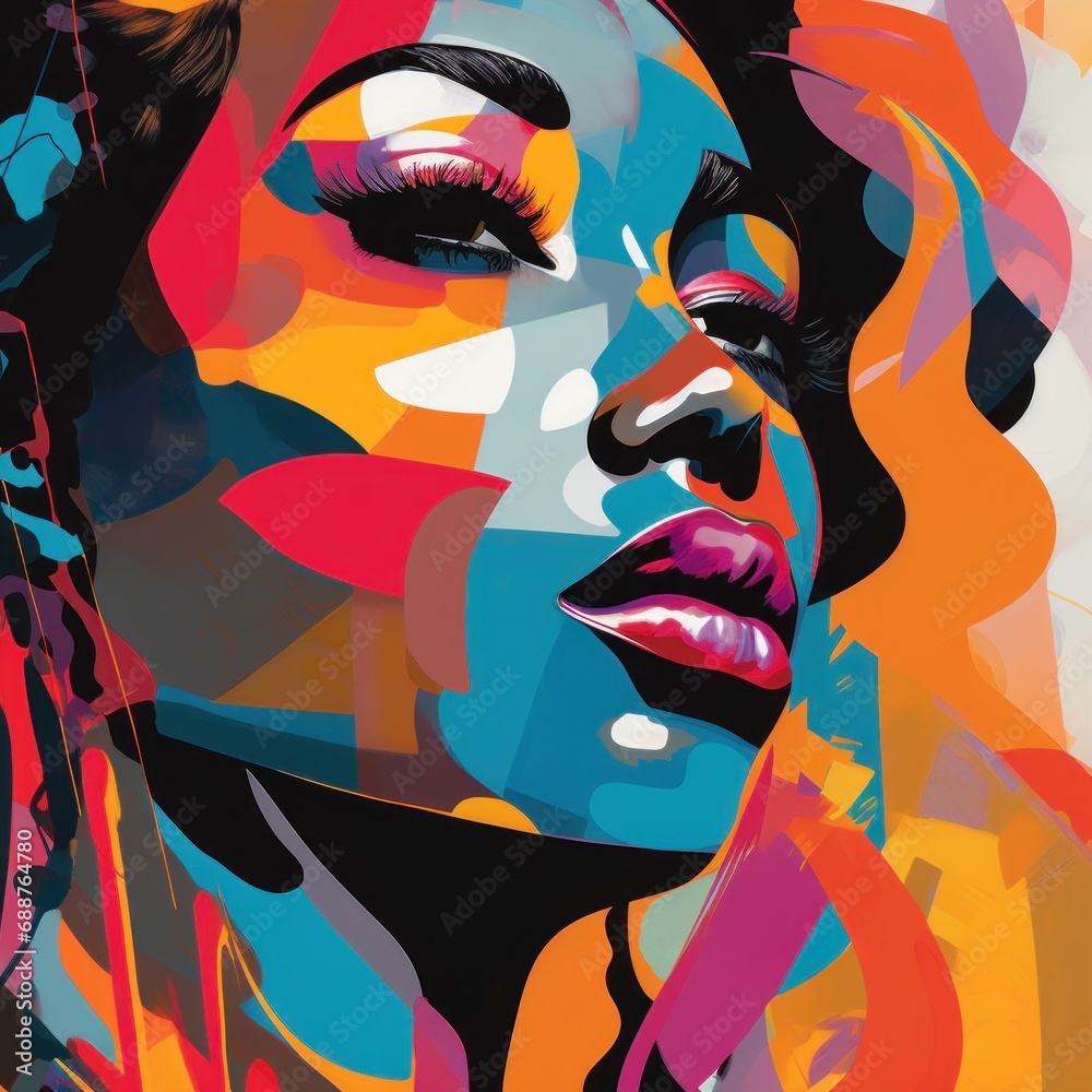 abstract African-american Woman portrait, happy Africa Day poster