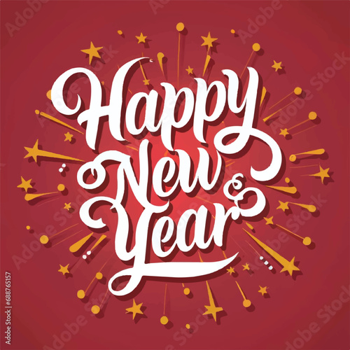 ector happy new year lettering. handwritten inscription with swirls