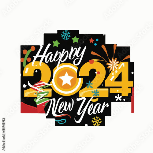 ector happy new year lettering. handwritten inscription with swirls