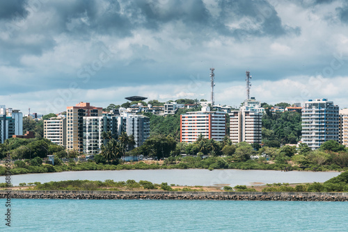 Residential buildings on the waterfront in Ilheus, Bahia, Brazil