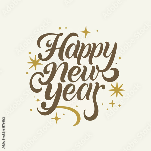 ector happy new year lettering. handwritten inscription with swirls