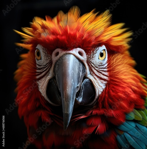 a brightly colored parrot stares into the camera, © ArtCookStudio