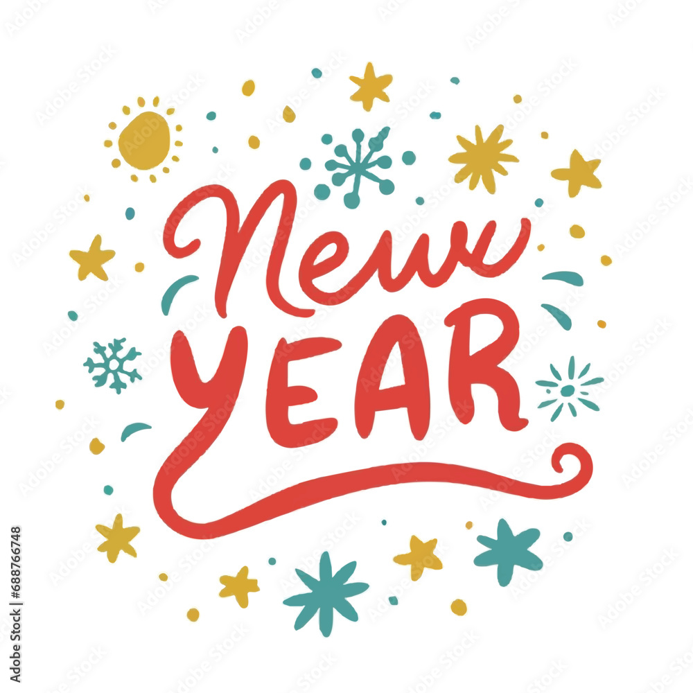 Fototapeta premium ector happy new year lettering. handwritten inscription with swirls