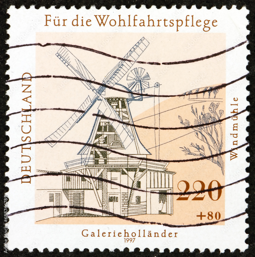Postage stamp Germany 1997 Dutch windmill