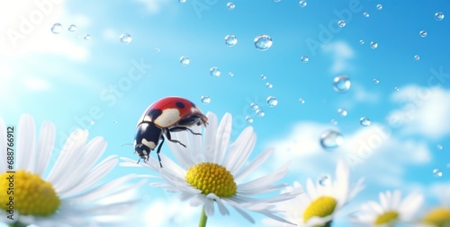 a ladybug on a daisy,