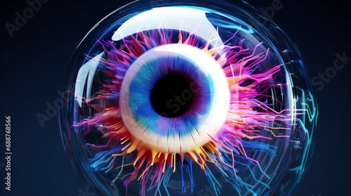 constricted human eye abstract glass 3d illustration photo