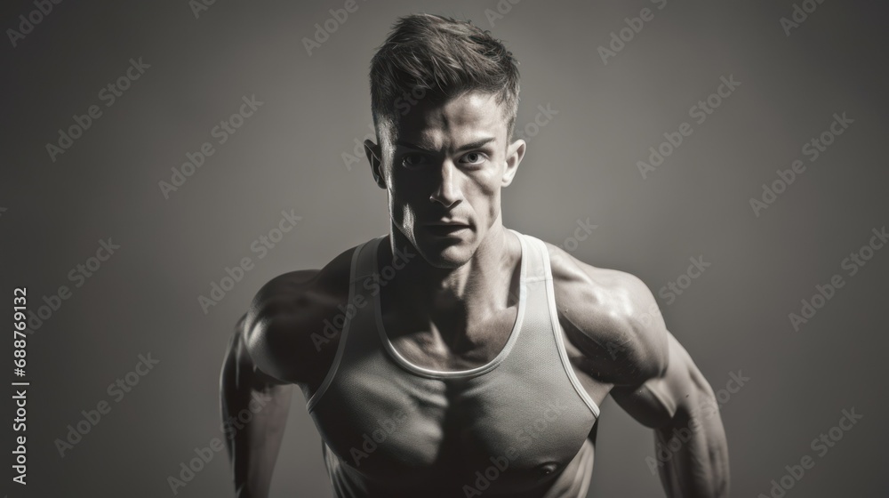 Close-up photo of muscular masculine man Close-up photo of muscular masculine man
