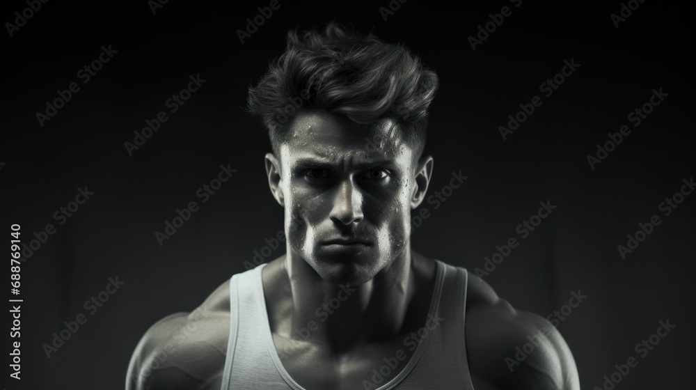 Close-up photo of muscular masculine man