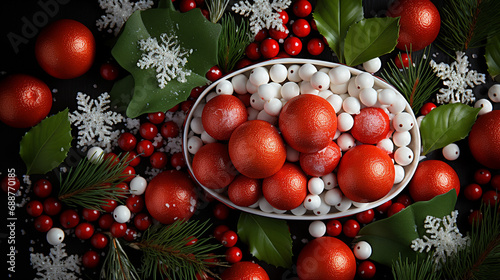 - 1.Realistic photo of Christmas tree decorations, generative ai