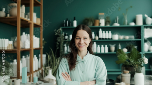 Generative AI portrait of a confident small business owner photo