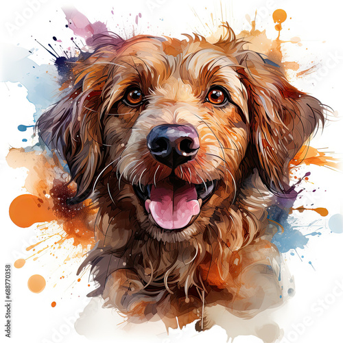 watercolor Labradoodle clipart, Generative Ai