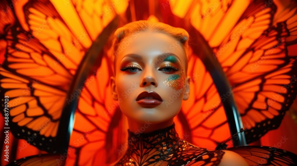 Young woman with butterfly-themed make-up Young woman with butterfly-themed make-up