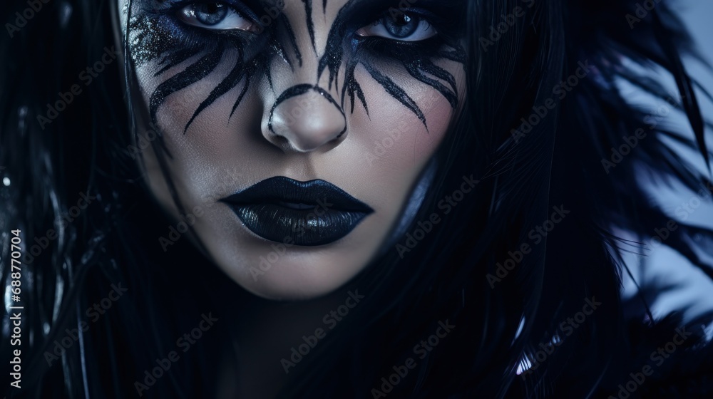 Young woman with gothic-themed make-up
