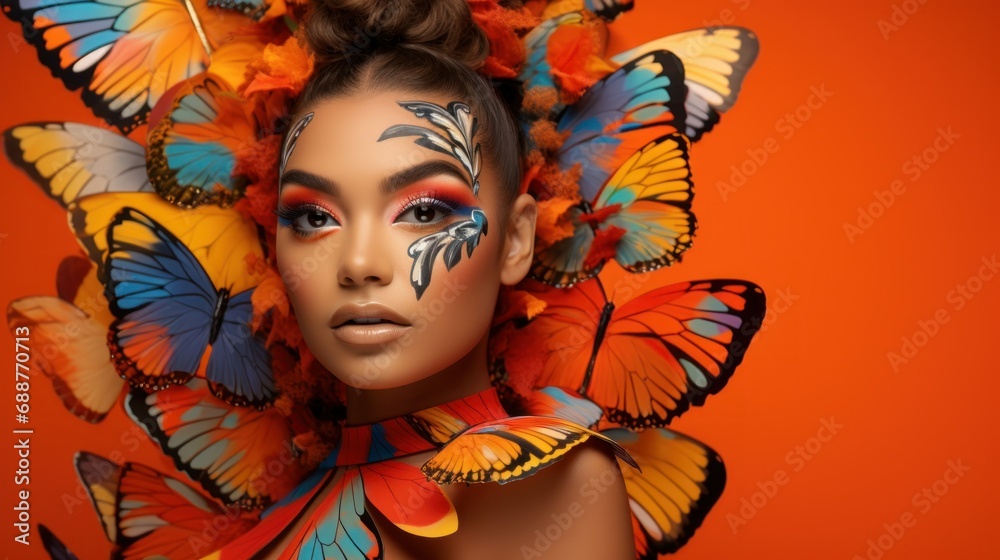 Young woman with butterfly-themed make-up Young woman with butterfly-themed make-up