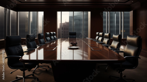 Elegant boardroom ready for an executive meeting.