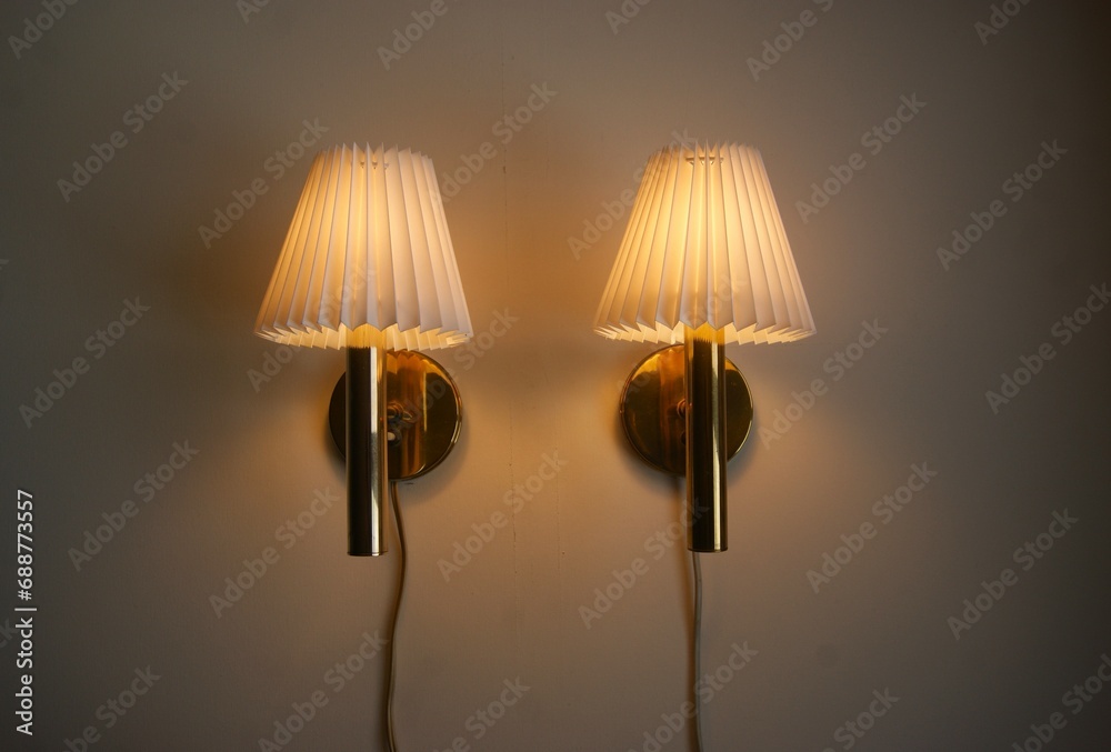lamp on the wall with white shades. lamp on the wall with white shades.