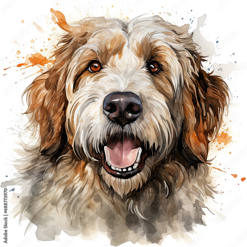 watercolor Labradoodle clipart, Generative Ai