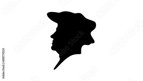 Ulrich Zwingli, black isolated silhouette