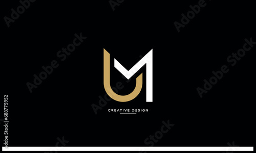Alphabet letters icon logo UM or MU